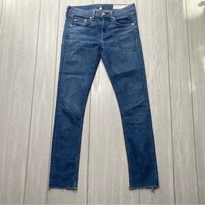 Rag & Bone Women's Lucky Rogue Blue Denim Raw Ankle Skinny Jeans Size 26